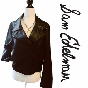SAM EDELMAN Cropped Faux Leather Moto Jack…